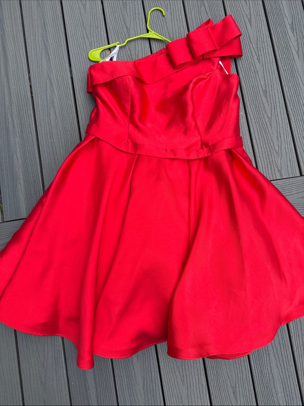 Jovani Red One-Shoulder Bow-Accent Girls' Party Dress